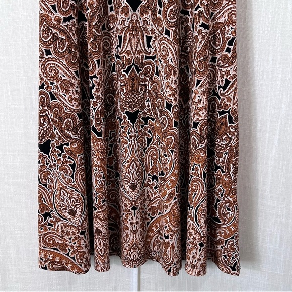 Nicole Miller Shift Swing Sleeveless Paisley Brown Flowy Dress Size M - Picture 3 of 10